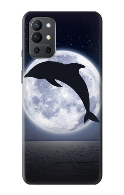 W3510 Dolphin Moon Night Hülle Schutzhülle Taschen und Leder Flip für OnePlus 9R