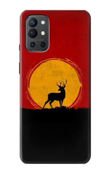 W3513 Deer Sunset Hülle Schutzhülle Taschen und Leder Flip für OnePlus 9R
