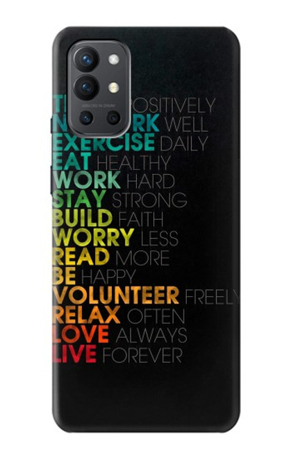 W3523 Think Positive Words Quotes Hülle Schutzhülle Taschen und Leder Flip für OnePlus 9R