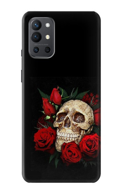 W3753 Dark Gothic Goth Skull Roses Hülle Schutzhülle Taschen und Leder Flip für OnePlus 9R