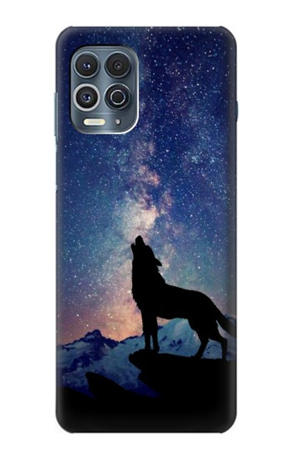 W3555 Wolf Howling Million Star Hülle Schutzhülle Taschen und Leder Flip für Motorola Edge S