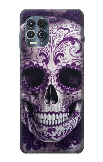 W3582 Purple Sugar Skull Hülle Schutzhülle Taschen und Leder Flip für Motorola Edge S