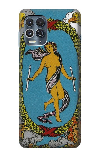 W3746 Tarot Card The World Hülle Schutzhülle Taschen und Leder Flip für Motorola Edge S