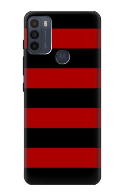 W2638 Black and Red Striped Hülle Schutzhülle Taschen und Leder Flip für Motorola Moto G50