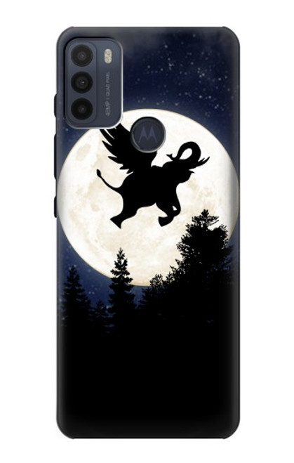 W3323 Flying Elephant Full Moon Night Hülle Schutzhülle Taschen und Leder Flip für Motorola Moto G50