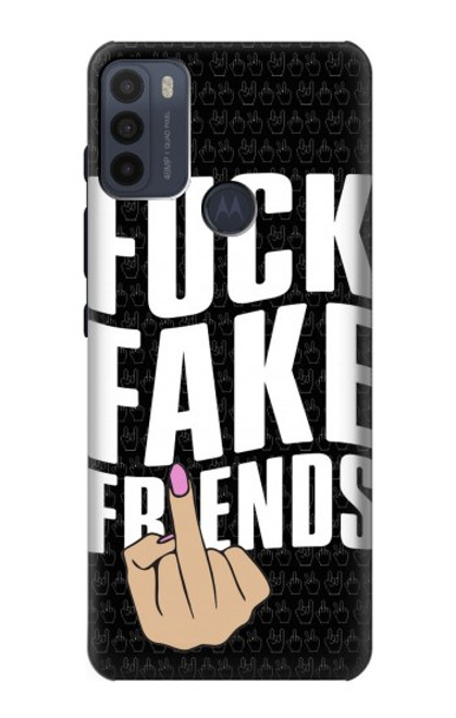 W3598 Middle Finger Fuck Fake Friend Hülle Schutzhülle Taschen und Leder Flip für Motorola Moto G50