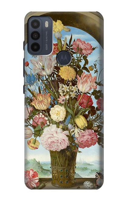 W3749 Vase of Flowers Hülle Schutzhülle Taschen und Leder Flip für Motorola Moto G50
