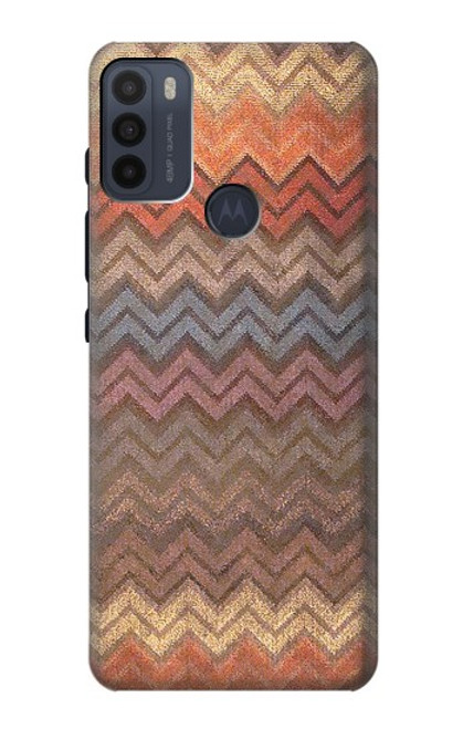 W3752 Zigzag Fabric Pattern Graphic Printed Hülle Schutzhülle Taschen und Leder Flip für Motorola Moto G50