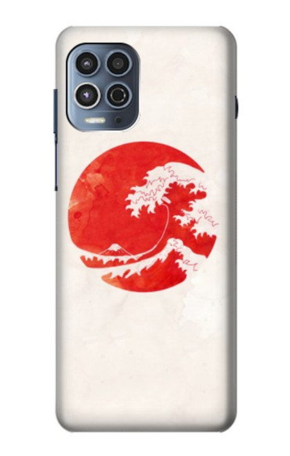 W3237 Waves Japan Flag Hülle Schutzhülle Taschen und Leder Flip für Motorola Moto G100