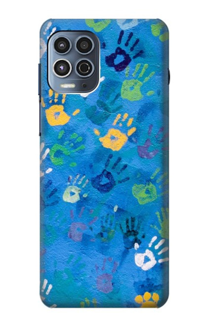 W3403 Hand Print Hülle Schutzhülle Taschen und Leder Flip für Motorola Moto G100