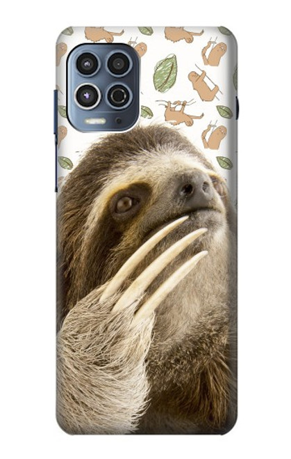 W3559 Sloth Pattern Hülle Schutzhülle Taschen und Leder Flip für Motorola Moto G100