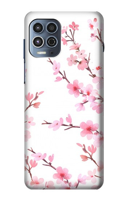 W3707 Pink Cherry Blossom Spring Flower Hülle Schutzhülle Taschen und Leder Flip für Motorola Moto G100