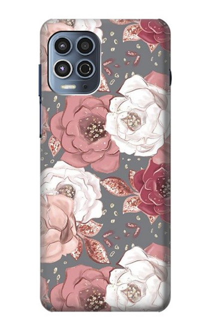 W3716 Rose Floral Pattern Hülle Schutzhülle Taschen und Leder Flip für Motorola Moto G100