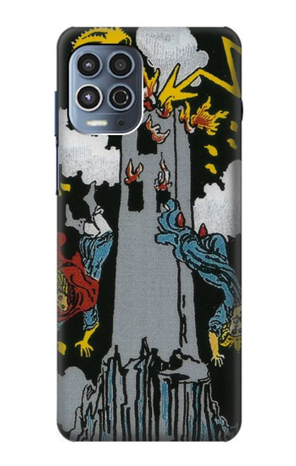 W3745 Tarot Card The Tower Hülle Schutzhülle Taschen und Leder Flip für Motorola Moto G100