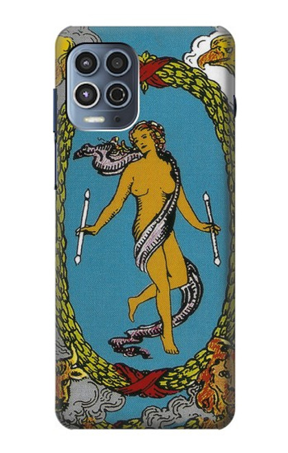 W3746 Tarot Card The World Hülle Schutzhülle Taschen und Leder Flip für Motorola Moto G100