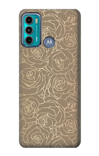 W3466 Gold Rose Pattern Hülle Schutzhülle Taschen und Leder Flip für Motorola Moto G60, G40 Fusion