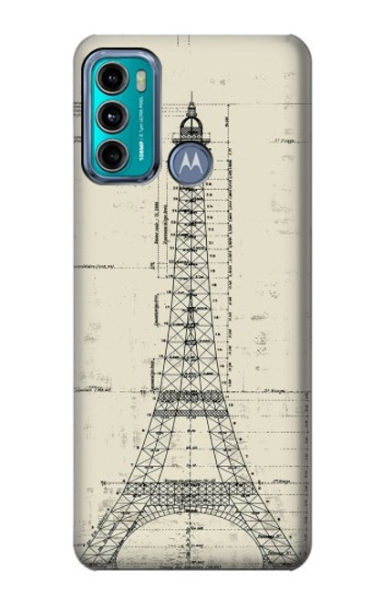 W3474 Eiffel Architectural Drawing Hülle Schutzhülle Taschen und Leder Flip für Motorola Moto G60, G40 Fusion