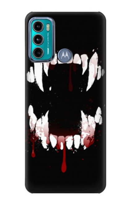 W3527 Vampire Teeth Bloodstain Hülle Schutzhülle Taschen und Leder Flip für Motorola Moto G60, G40 Fusion