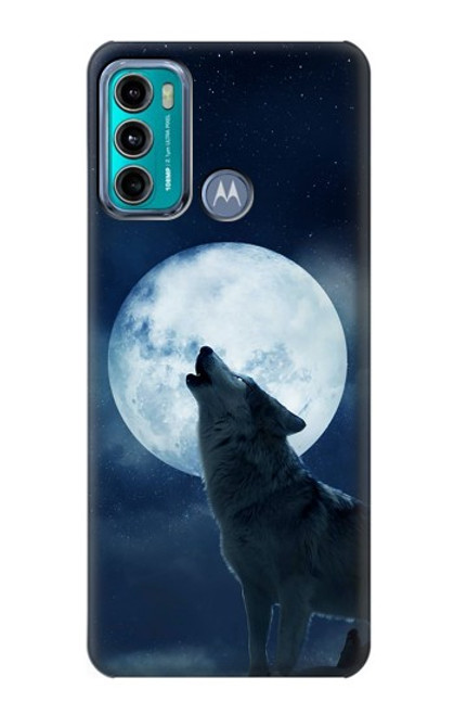 W3693 Grim White Wolf Full Moon Hülle Schutzhülle Taschen und Leder Flip für Motorola Moto G60, G40 Fusion
