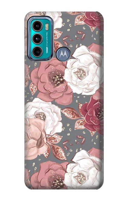 W3716 Rose Floral Pattern Hülle Schutzhülle Taschen und Leder Flip für Motorola Moto G60, G40 Fusion