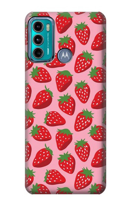 W3719 Strawberry Pattern Hülle Schutzhülle Taschen und Leder Flip für Motorola Moto G60, G40 Fusion