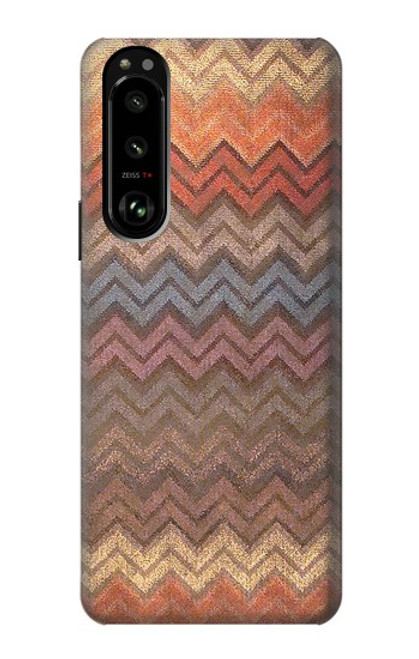 W3752 Zigzag Fabric Pattern Graphic Printed Hülle Schutzhülle Taschen und Leder Flip für Sony Xperia 5 III