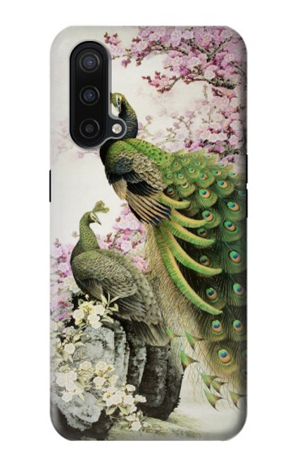 W2773 Peacock Chinese Brush Painting Hülle Schutzhülle Taschen und Leder Flip für OnePlus Nord CE 5G