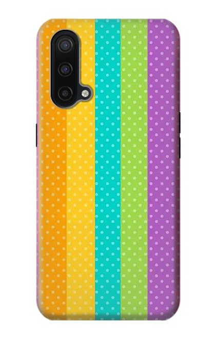 W3678 Colorful Rainbow Vertical Hülle Schutzhülle Taschen und Leder Flip für OnePlus Nord CE 5G