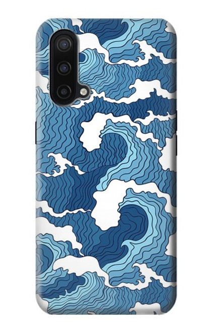 W3751 Wave Pattern Hülle Schutzhülle Taschen und Leder Flip für OnePlus Nord CE 5G