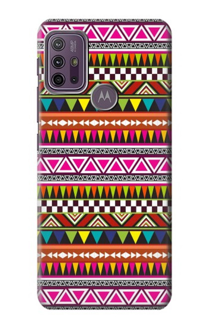 W2292 Aztec Tribal Pattern Hülle Schutzhülle Taschen und Leder Flip für Motorola Moto G10 Power