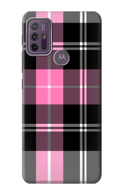 W3091 Pink Plaid Pattern Hülle Schutzhülle Taschen und Leder Flip für Motorola Moto G10 Power