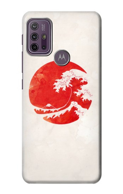 W3237 Waves Japan Flag Hülle Schutzhülle Taschen und Leder Flip für Motorola Moto G10 Power