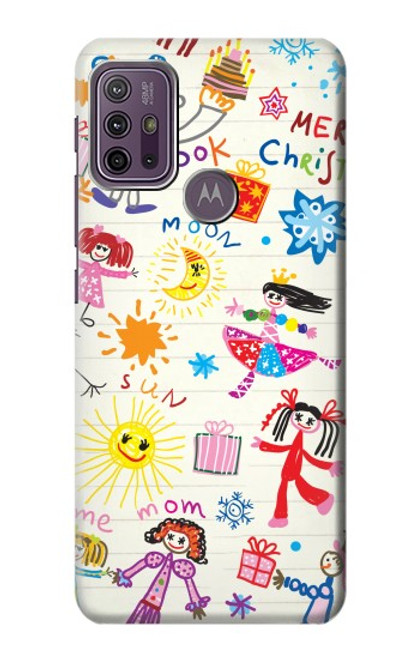 W3280 Kids Drawing Hülle Schutzhülle Taschen und Leder Flip für Motorola Moto G10 Power