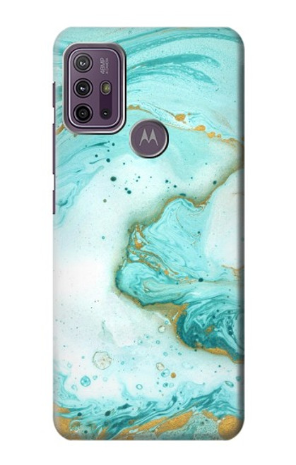 W3399 Green Marble Graphic Print Hülle Schutzhülle Taschen und Leder Flip für Motorola Moto G10 Power