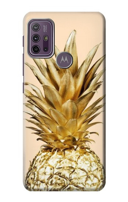 W3490 Gold Pineapple Hülle Schutzhülle Taschen und Leder Flip für Motorola Moto G10 Power