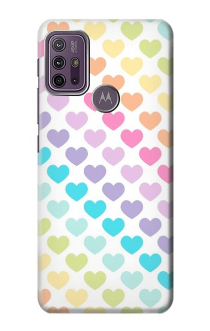 W3499 Colorful Heart Pattern Hülle Schutzhülle Taschen und Leder Flip für Motorola Moto G10 Power