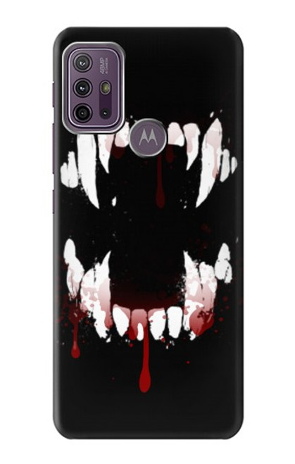 W3527 Vampire Teeth Bloodstain Hülle Schutzhülle Taschen und Leder Flip für Motorola Moto G10 Power