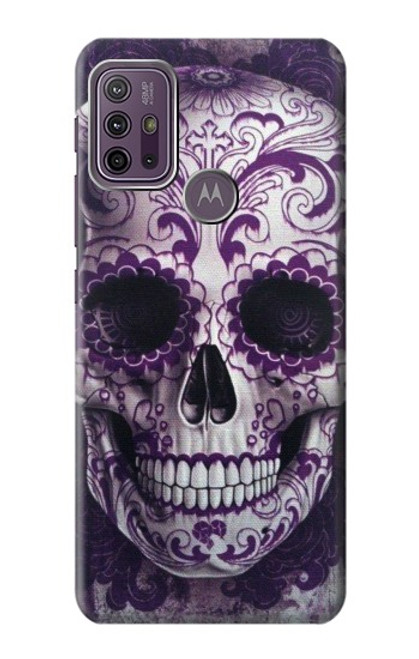 W3582 Purple Sugar Skull Hülle Schutzhülle Taschen und Leder Flip für Motorola Moto G10 Power