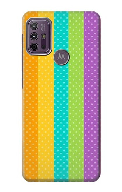 W3678 Colorful Rainbow Vertical Hülle Schutzhülle Taschen und Leder Flip für Motorola Moto G10 Power