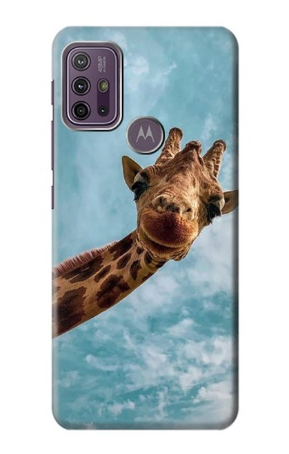 W3680 Cute Smile Giraffe Hülle Schutzhülle Taschen und Leder Flip für Motorola Moto G10 Power