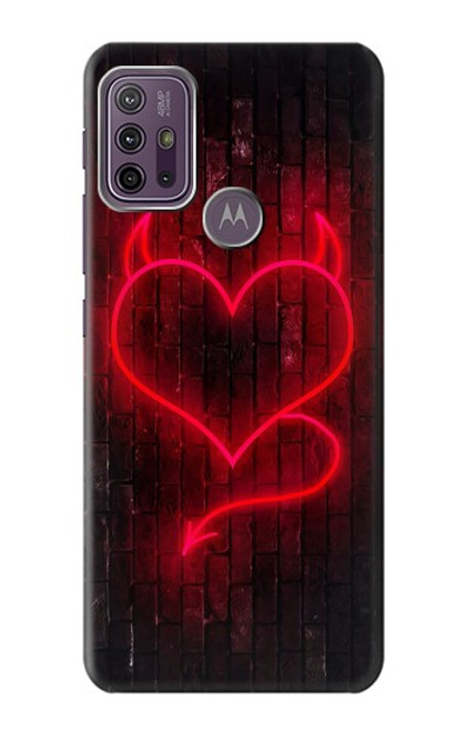 W3682 Devil Heart Hülle Schutzhülle Taschen und Leder Flip für Motorola Moto G10 Power