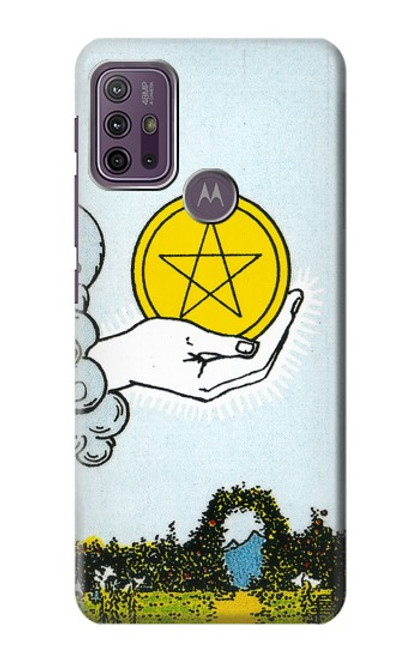 W3722 Tarot Card Ace of Pentacles Coins Hülle Schutzhülle Taschen und Leder Flip für Motorola Moto G10 Power