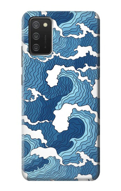 W3751 Wave Pattern Hülle Schutzhülle Taschen und Leder Flip für Samsung Galaxy A03S