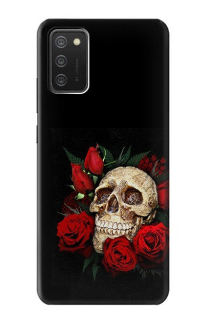 W3753 Dark Gothic Goth Skull Roses Hülle Schutzhülle Taschen und Leder Flip für Samsung Galaxy A03S