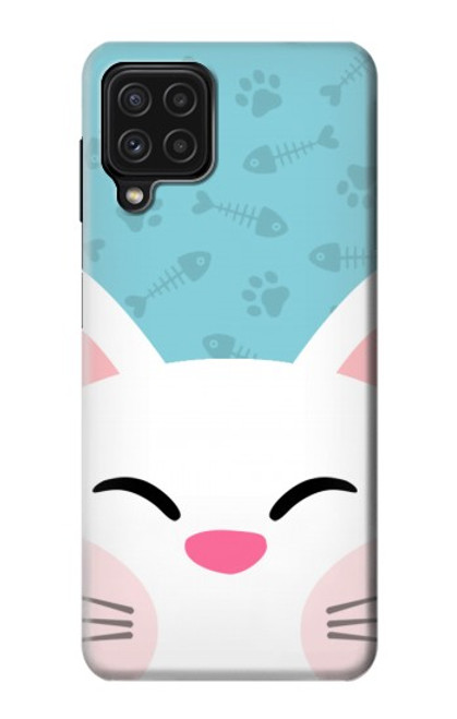 W3542 Cute Cat Cartoon Hülle Schutzhülle Taschen und Leder Flip für Samsung Galaxy A22 4G