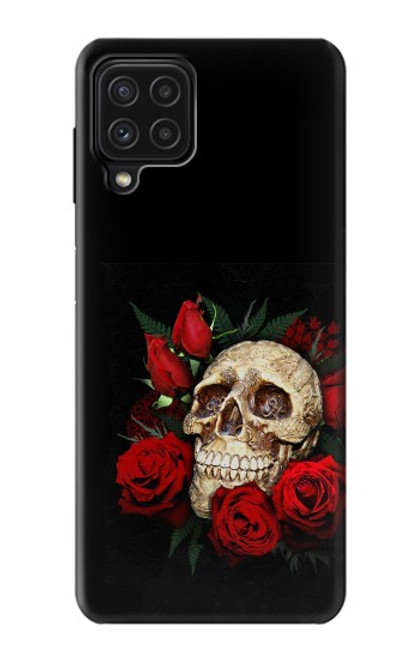 W3753 Dark Gothic Goth Skull Roses Hülle Schutzhülle Taschen und Leder Flip für Samsung Galaxy A22 4G