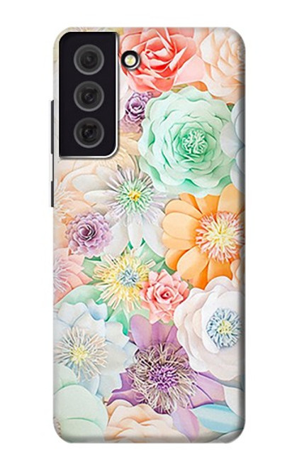 W3705 Pastel Floral Flower Hülle Schutzhülle Taschen und Leder Flip für Samsung Galaxy S21 FE 5G
