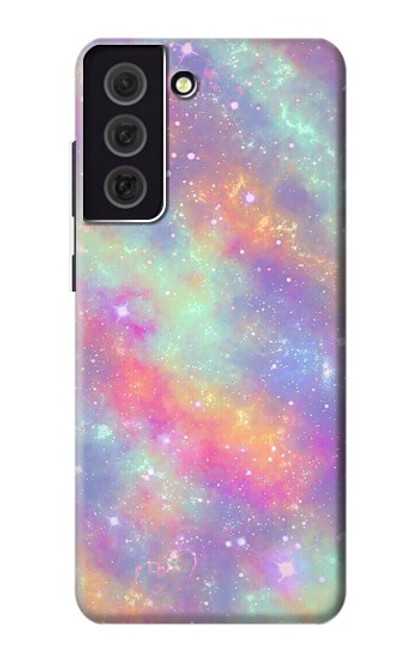 W3706 Pastel Rainbow Galaxy Pink Sky Hülle Schutzhülle Taschen und Leder Flip für Samsung Galaxy S21 FE 5G