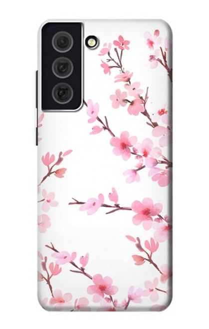 W3707 Pink Cherry Blossom Spring Flower Hülle Schutzhülle Taschen und Leder Flip für Samsung Galaxy S21 FE 5G