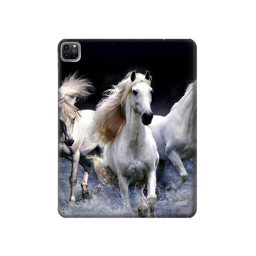 W0246 White Horse Tablet Hülle Schutzhülle Taschen für iPad Pro 12.9 (2022,2021,2020,2018, 3rd, 4th, 5th, 6th)